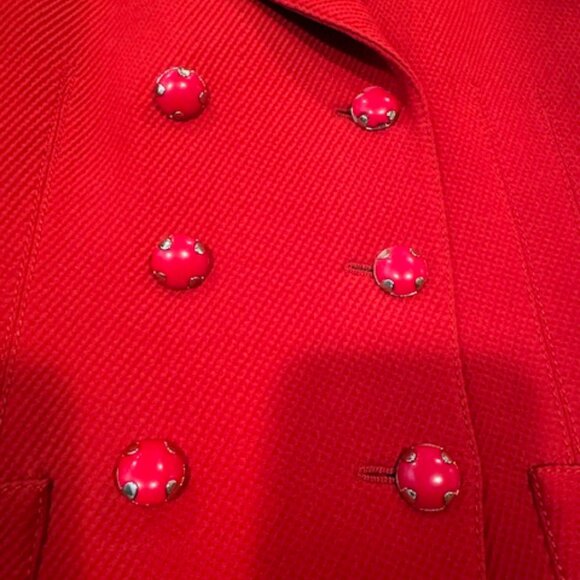 Emanuel Ungaro Red Wool/Silk Double Fitted Blazer - Size 4 - Picture 6 of 13